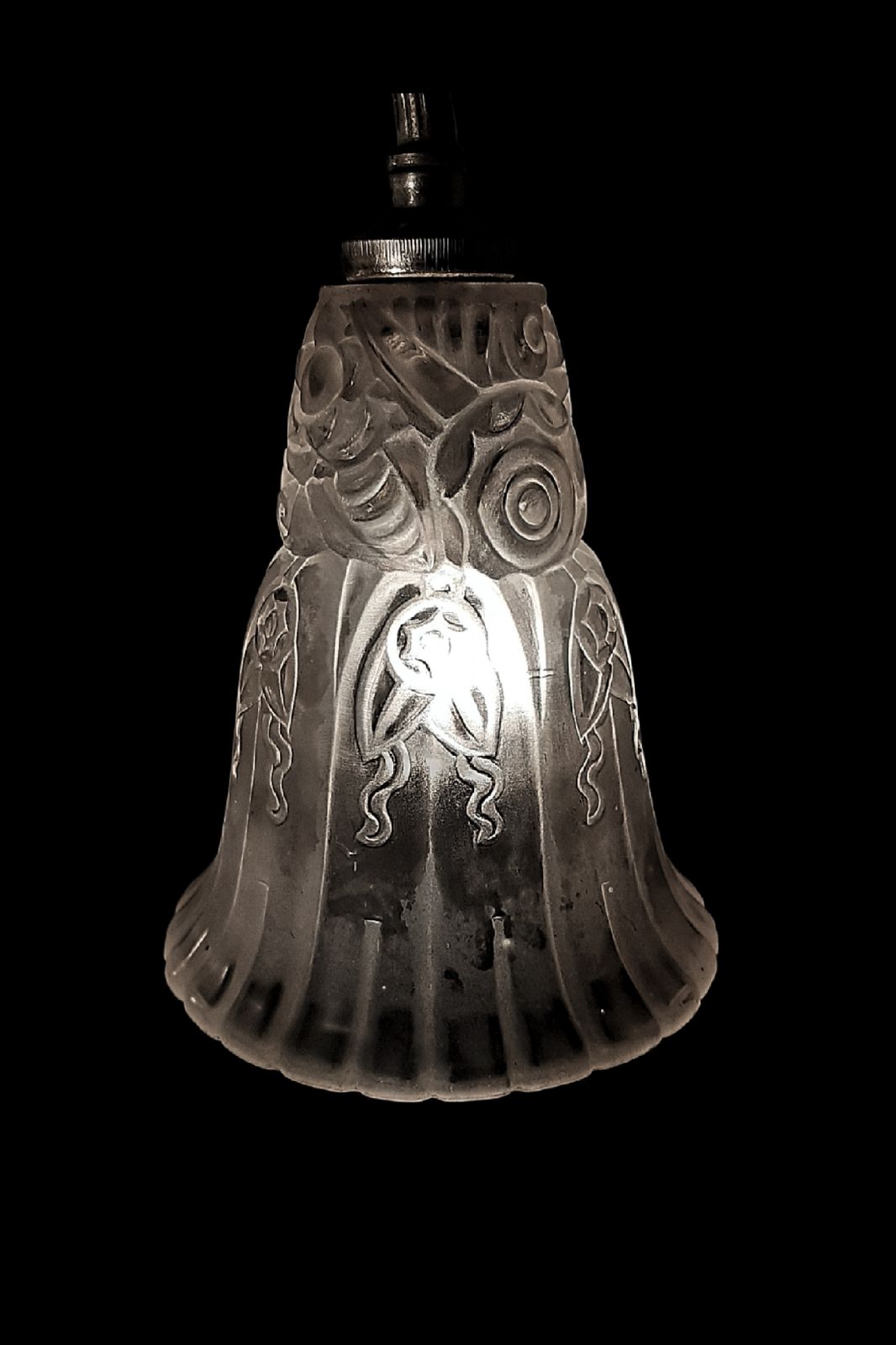 A. Boyreau Art Deco Chandelier Superb Glass, Stylish Fixture French C 1920s photo Lighting