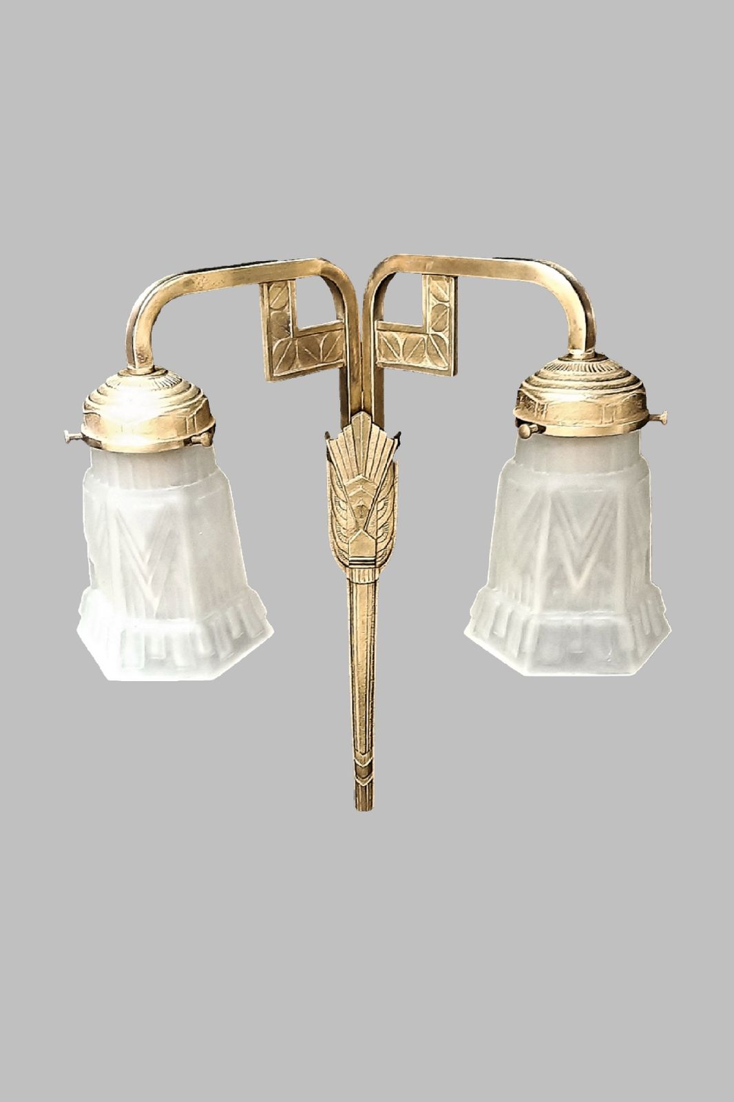 Art Deco Large Wall Sconce Stunning Geometric Design France C 1930s photo Lighting
