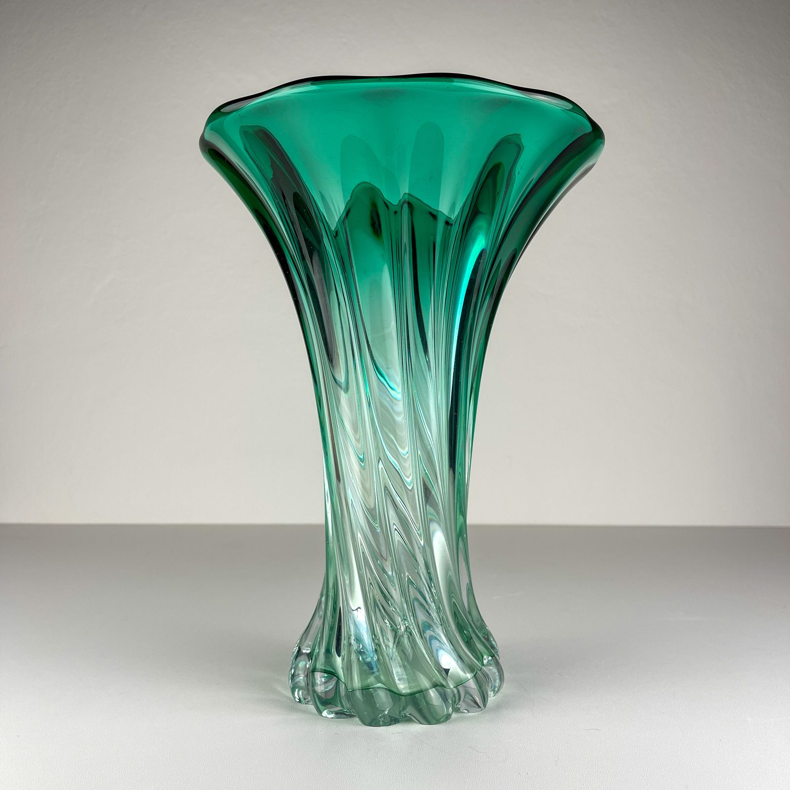 Vintage Green Murano Vase, Italy 1970s