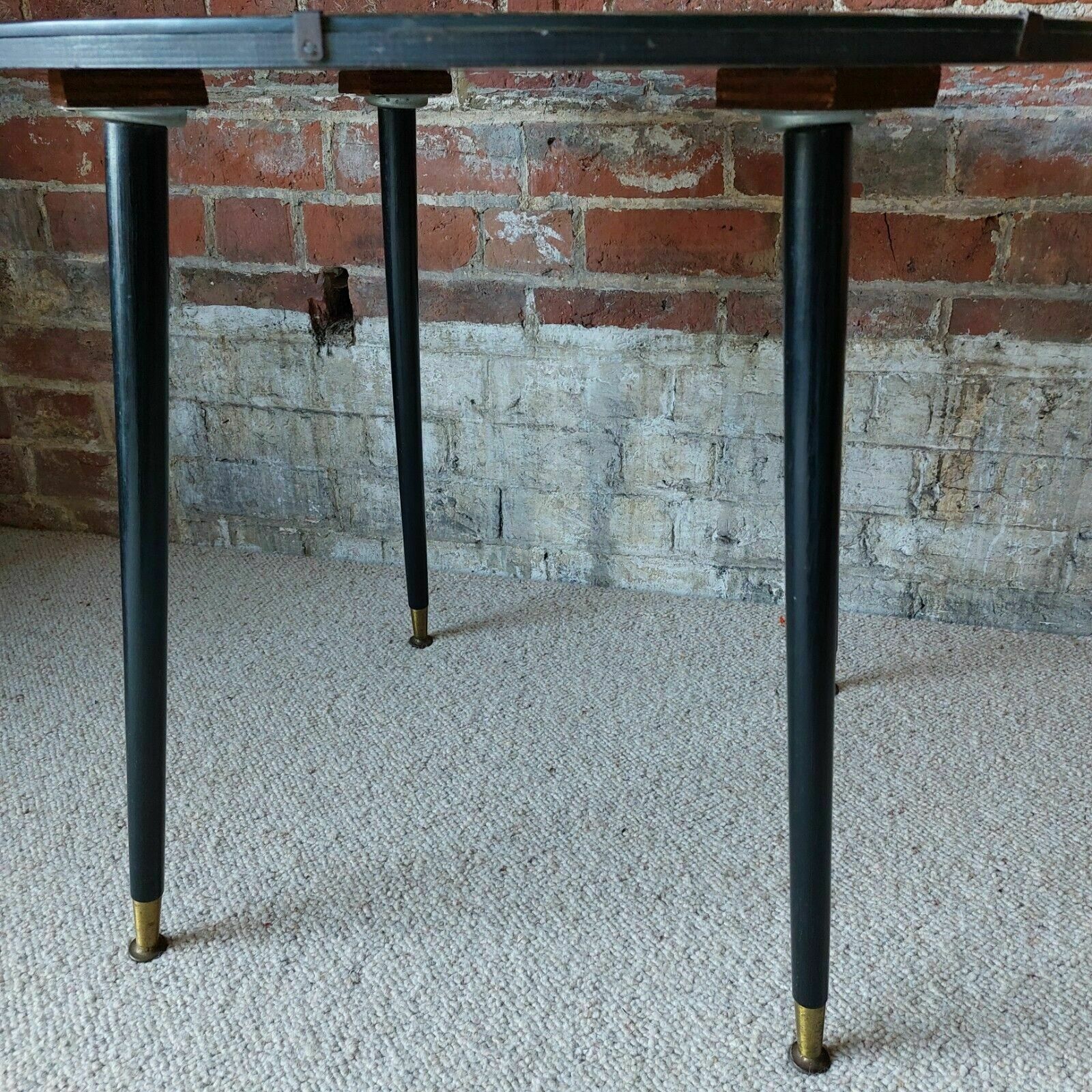 photo vintage Fab Vintage Deco Oak & Mirror Glass Side Lamp Table Plant Stand Dansette Legs
