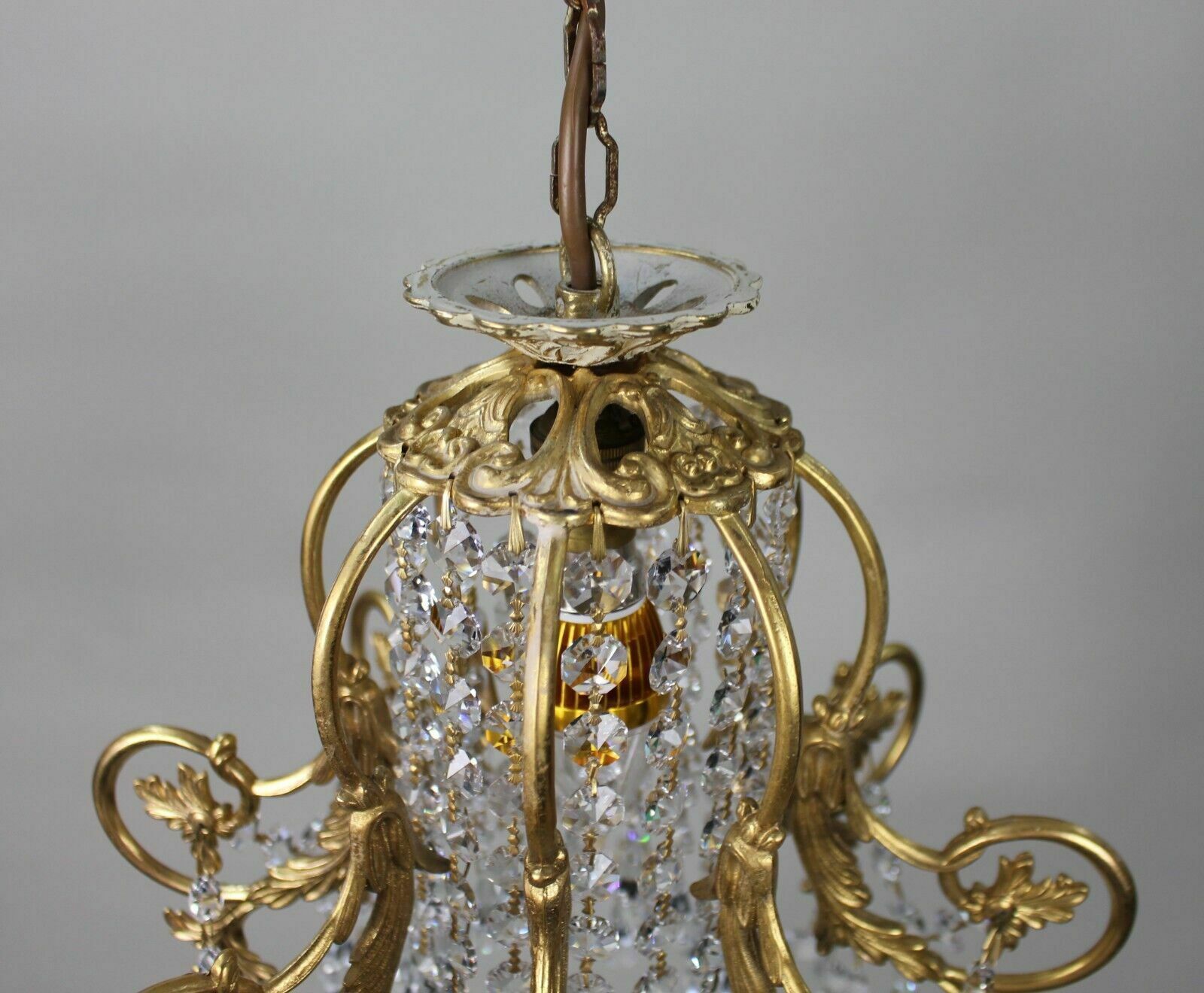 Elegant Vintage Crystal & Brass Chandelier photo 275.0