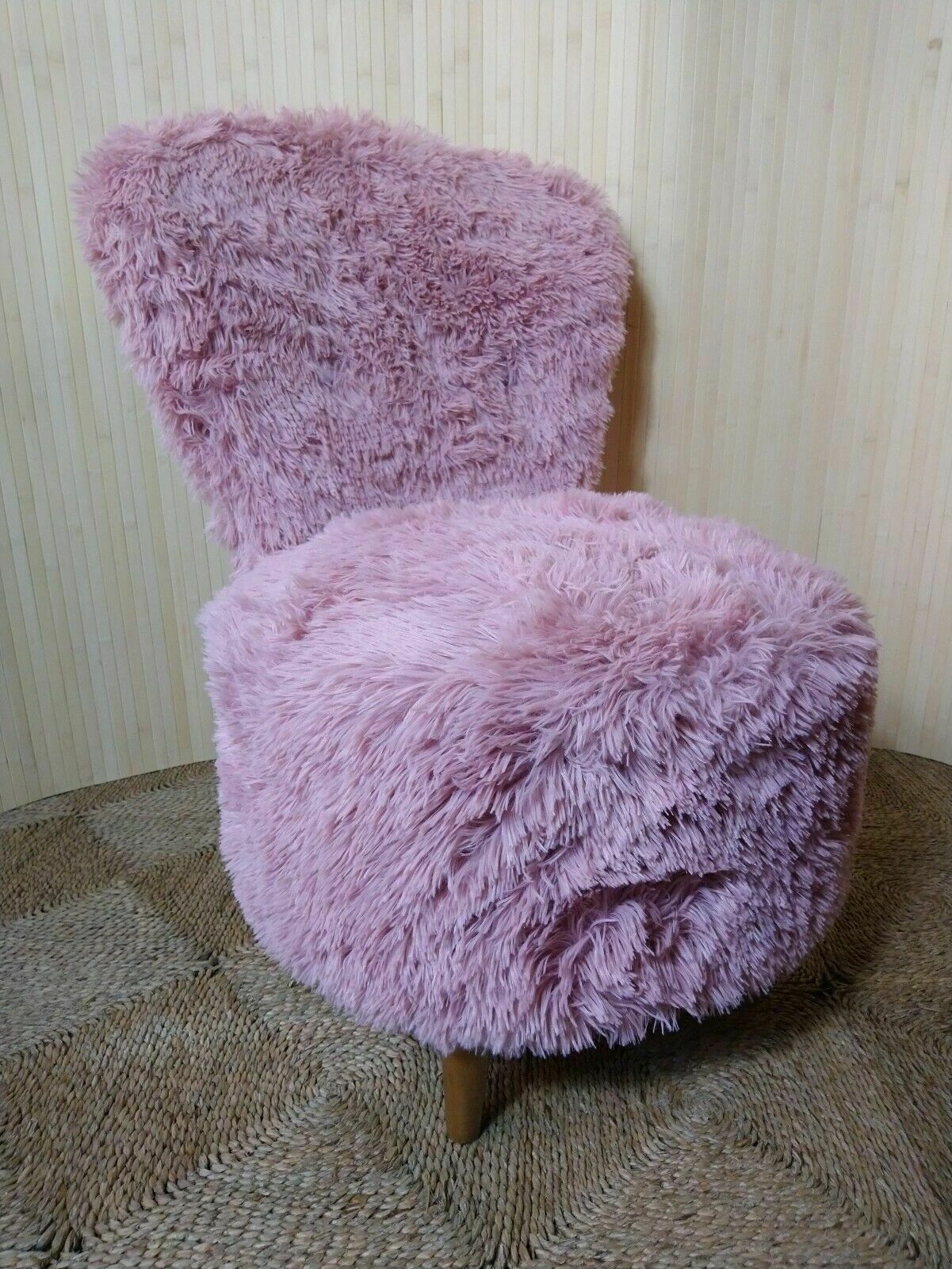 Fab Vintage Retro Mid Century Petite Pink Furry Cocktail Bedroom Tub Chair photo buy