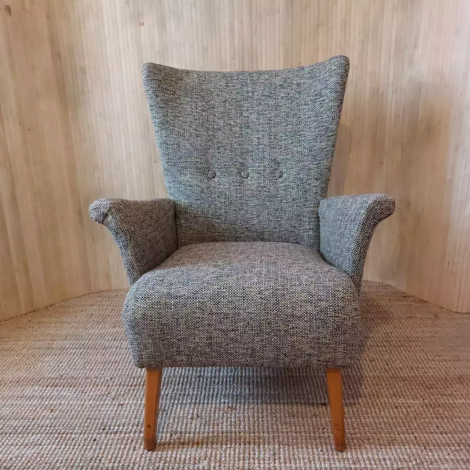 Fab Vintage Mid Century 1960s Petite Lounge Armchair Multicolour Basketweave photo Furniture