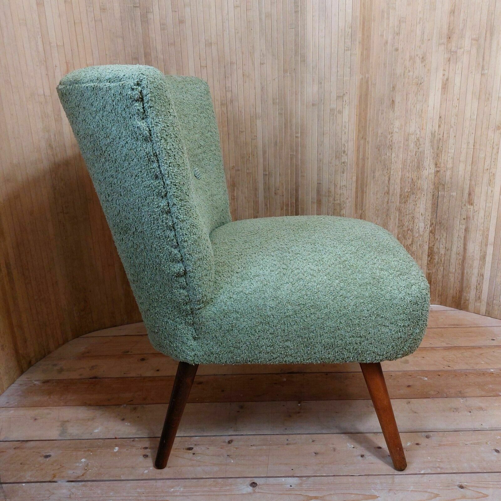 Furniture Fab Vintage Mid Century German Bartholomew Cocktail Chair Lime Green Boucle photo