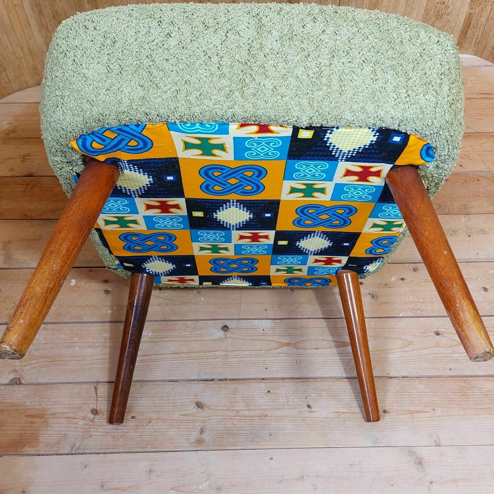 photo vinterior Fab Vintage Mid Century German Bartholomew Cocktail Chair Lime Green Boucle