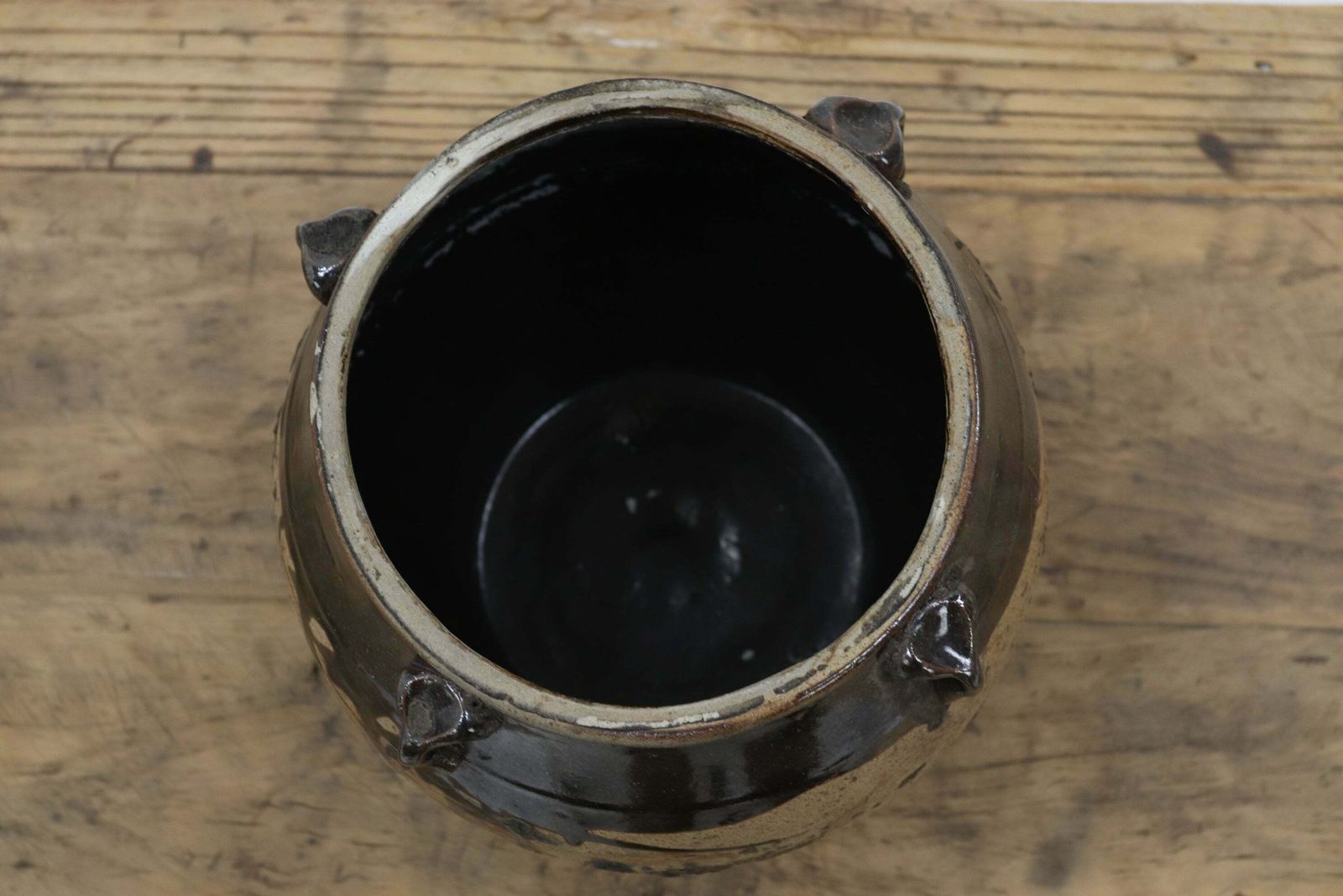 Half Glazed Chinese Kitchen Storage Jar (1) photo vintage