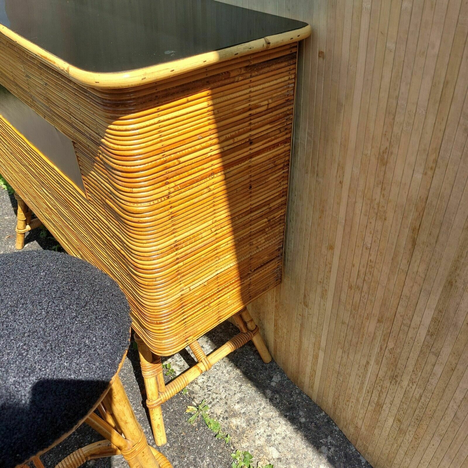 photo furniture Fab Retro Vintage Bamboo Tiki Italian ? Cocktail Bar Home Bar W/ Matching Stools