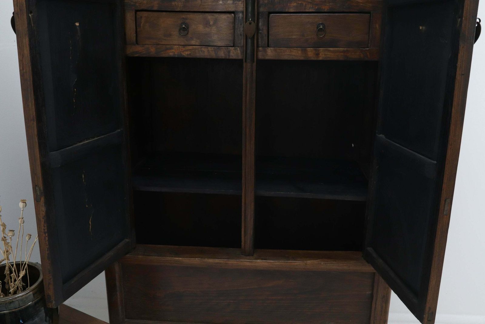 photo furniture 19th Century Chinese Red Elm Taper Cabinet From Shandong