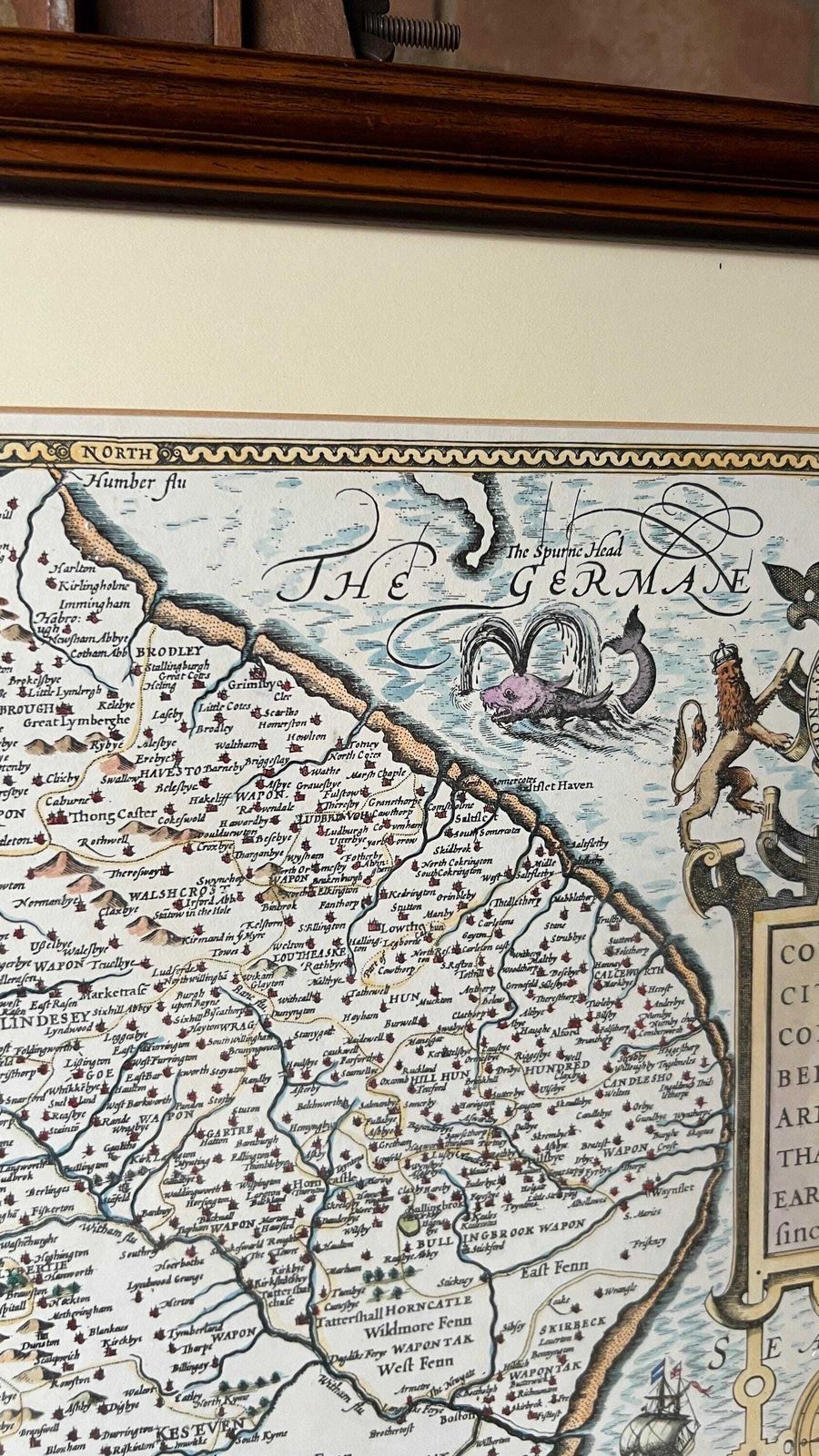 17th Century Lincolnshire   “The Countie And Citie Of Lyncolne” Map   1900’s Hand Coloured Reproduction photo buy