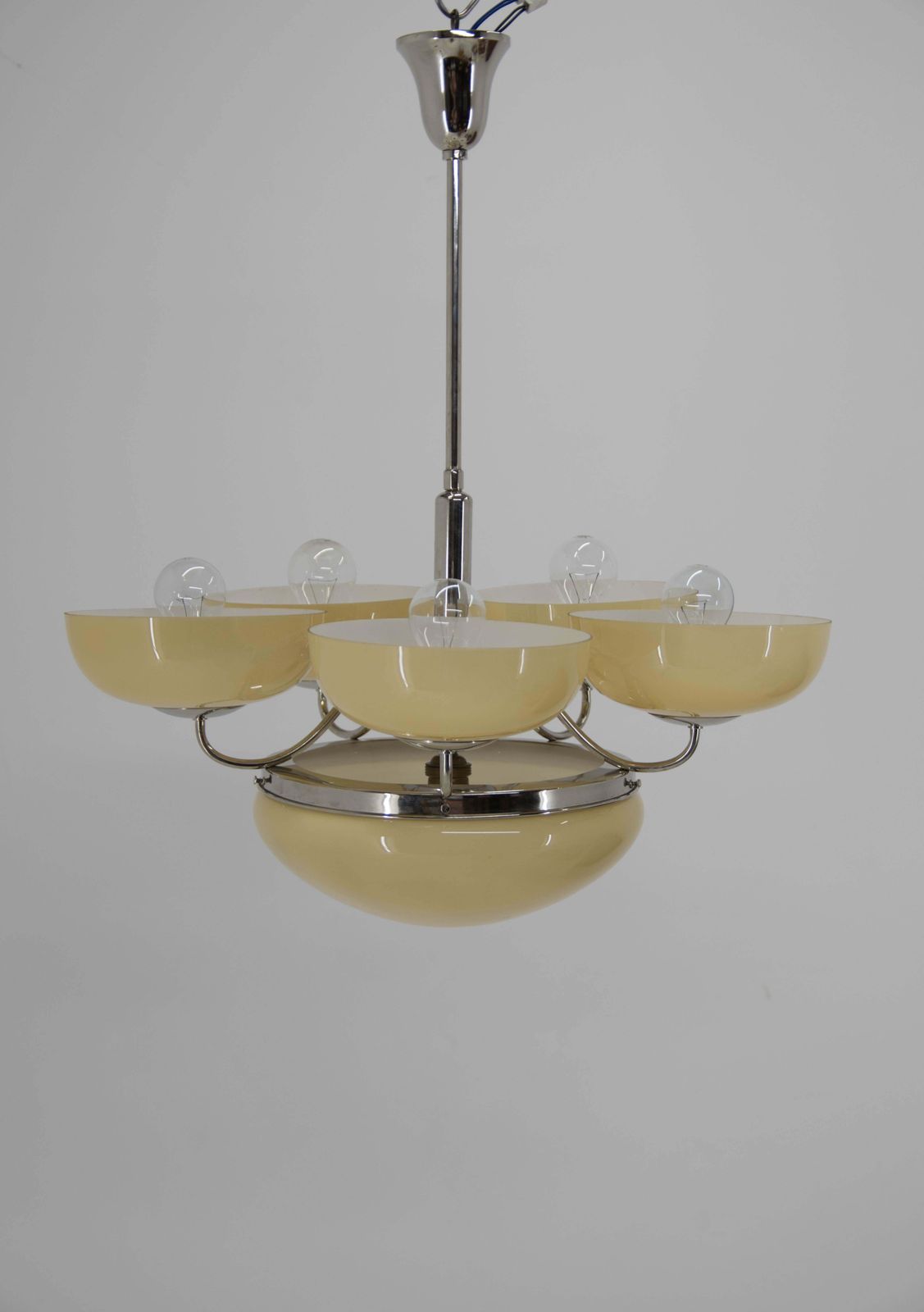 Large Art Deco Chandelier In Excellent Condition, 1930s photo Lighting