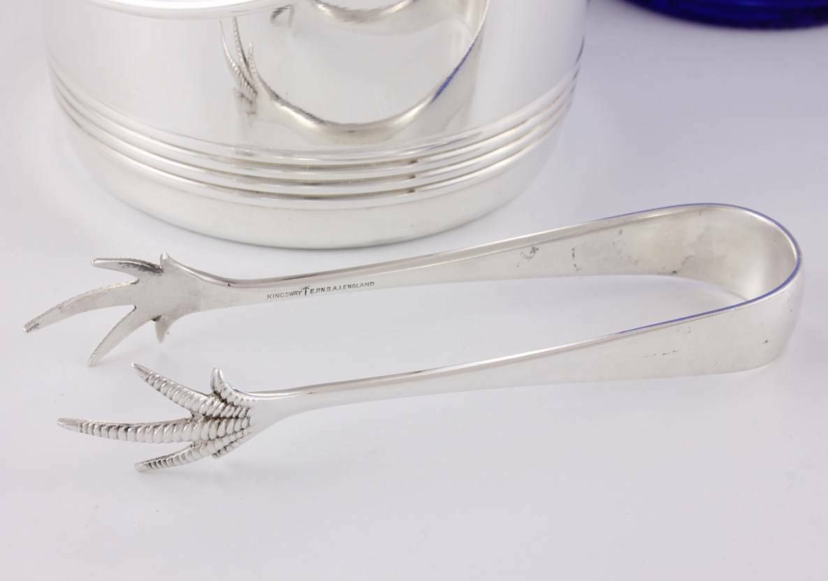Christofle Gallia France Silver Plate Ice Bucket Pail With Ice Tongs. photo furniture
