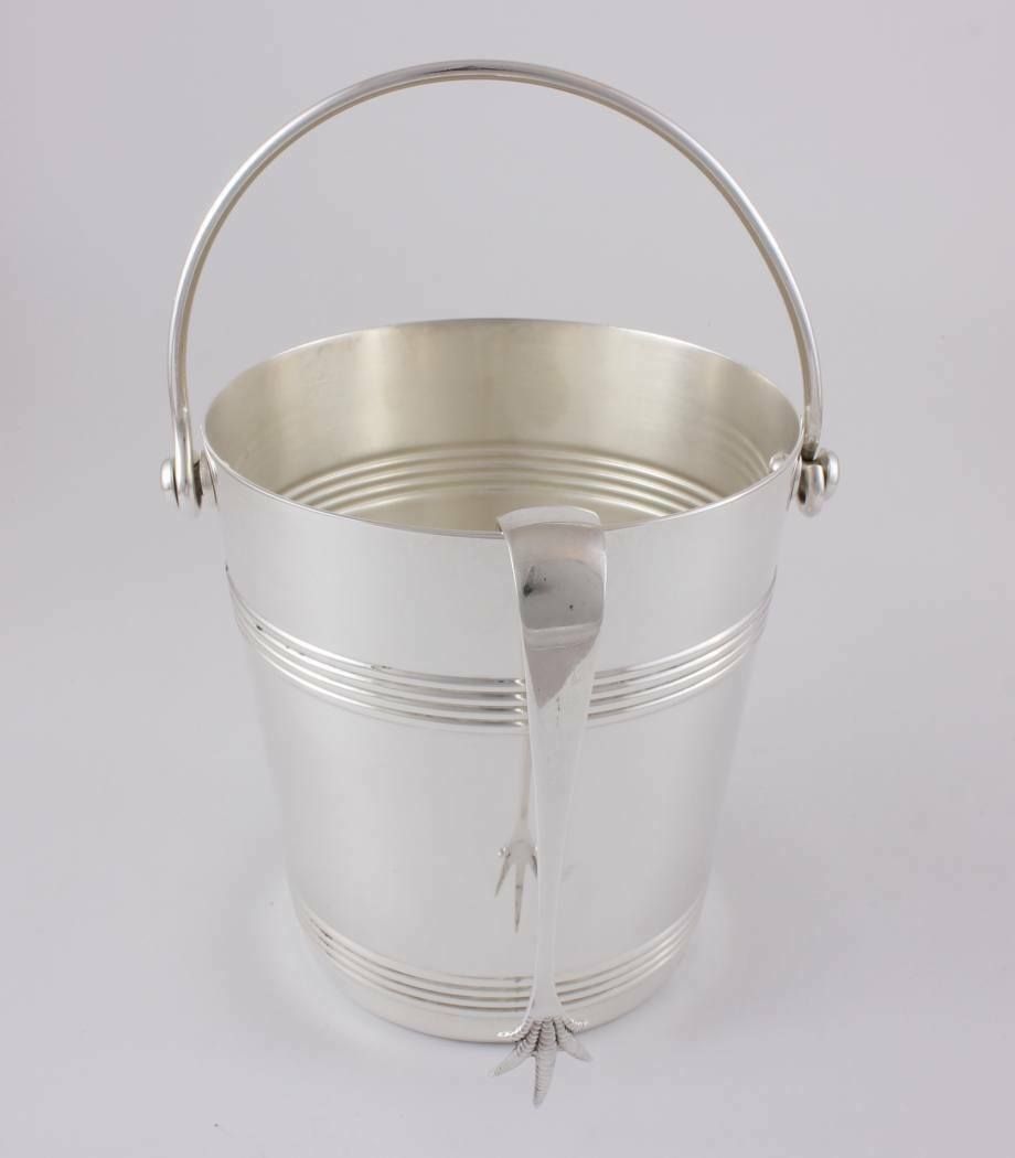 Christofle Gallia France Silver Plate Ice Bucket Pail With Ice Tongs. photo Home Decor