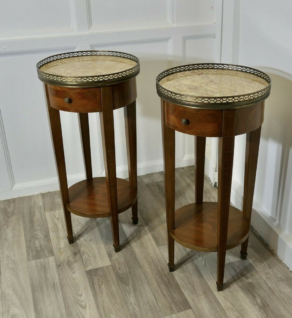 A Pair Of French Circular Side Tables With Drawers photo furniture