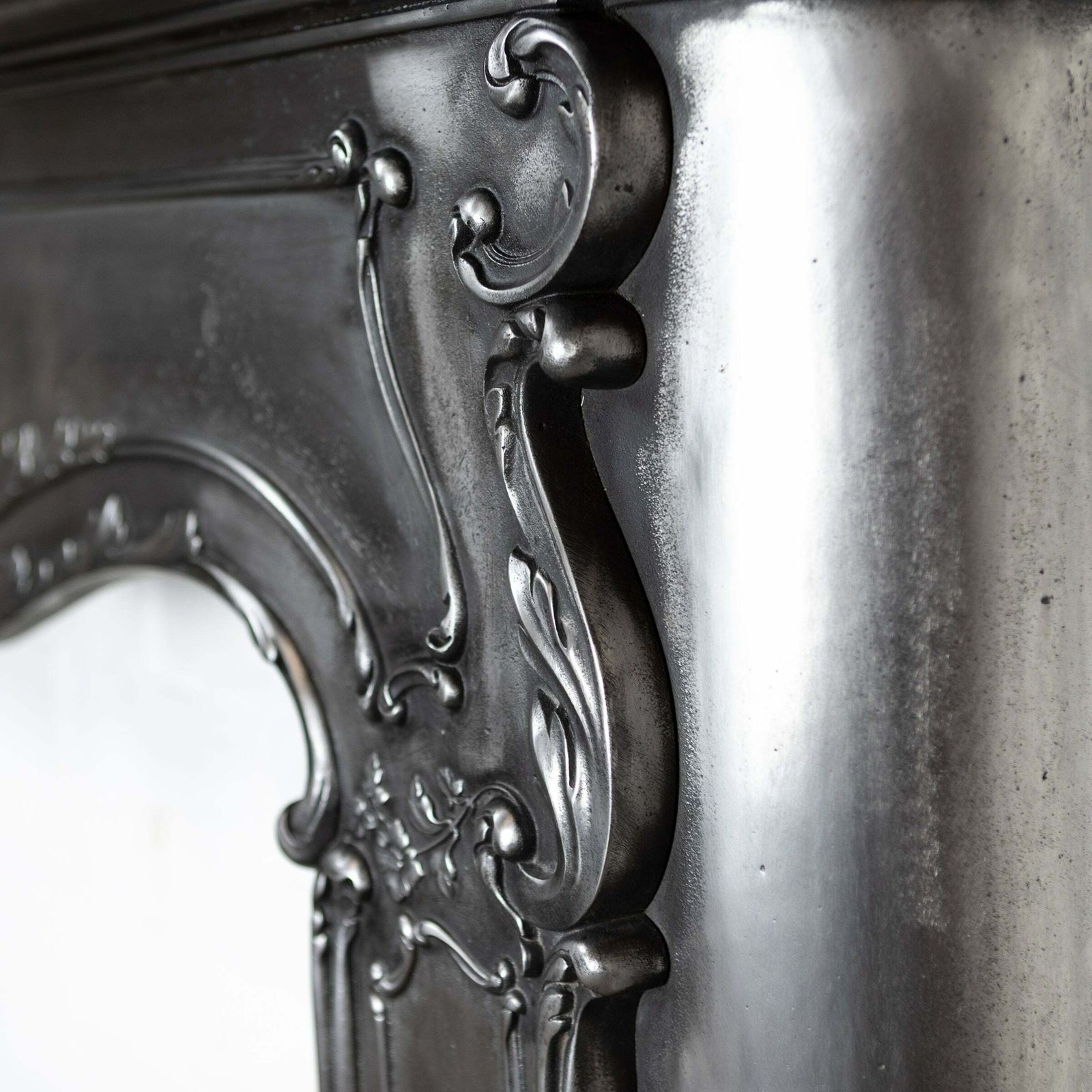 Antique Art Nouveau Ornate Polished Cast Iron Fireplace Surround photo Home Fixtures