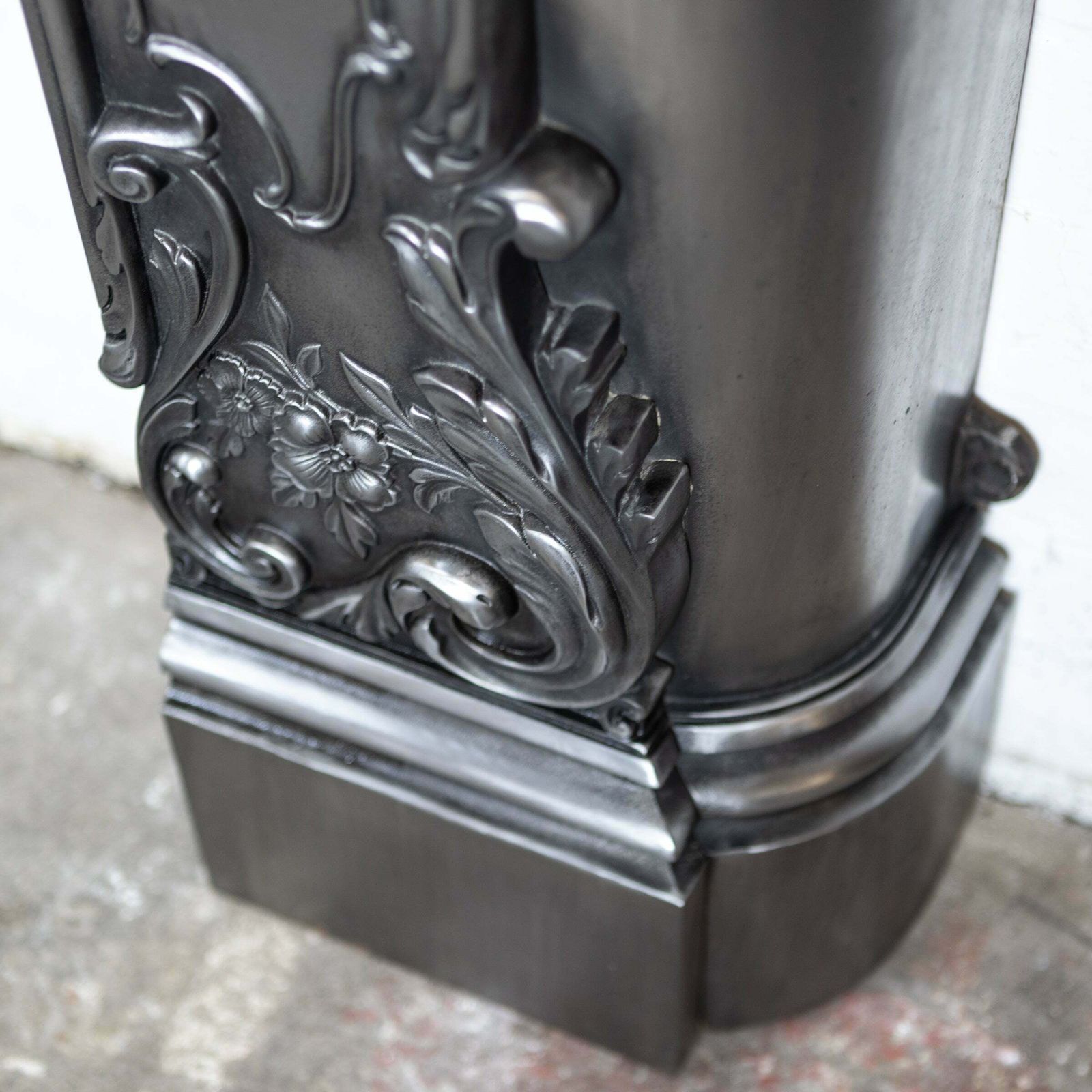 Antique Art Nouveau Ornate Polished Cast Iron Fireplace Surround photo 4200.0