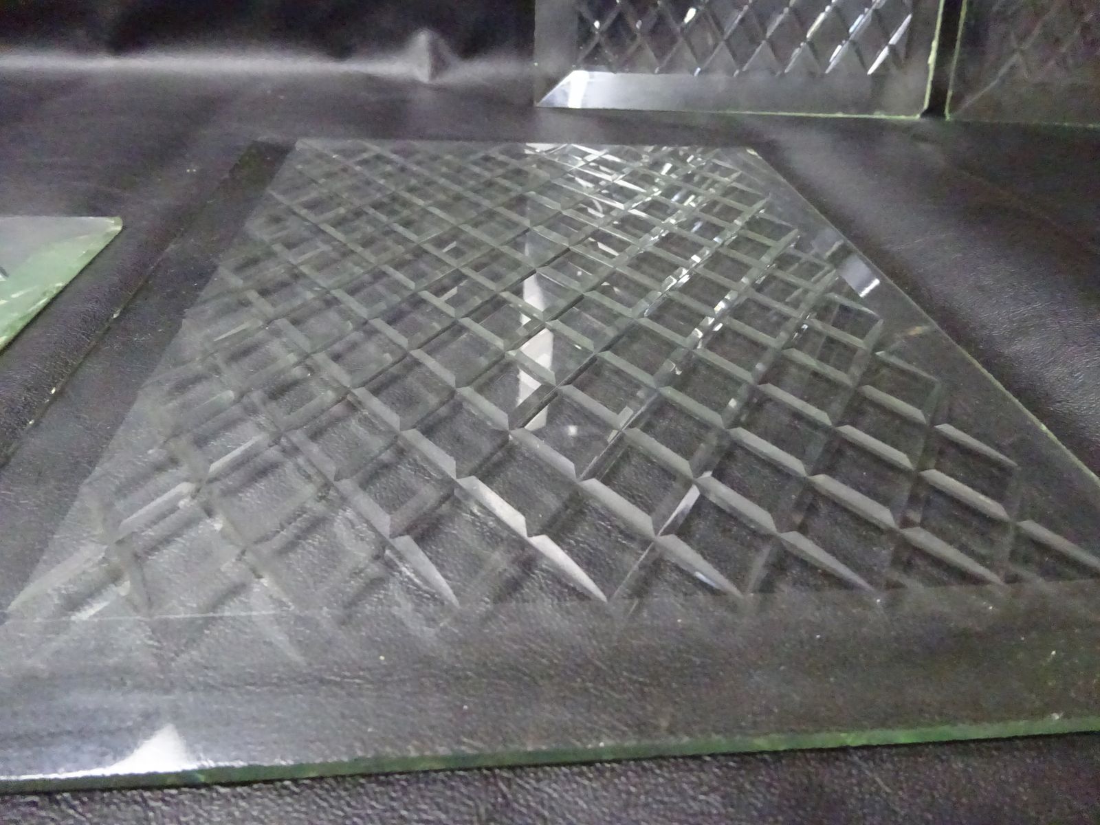 Set Of 4 Reclaimed Antique Prism Pressed Glass Panels photo 260.0