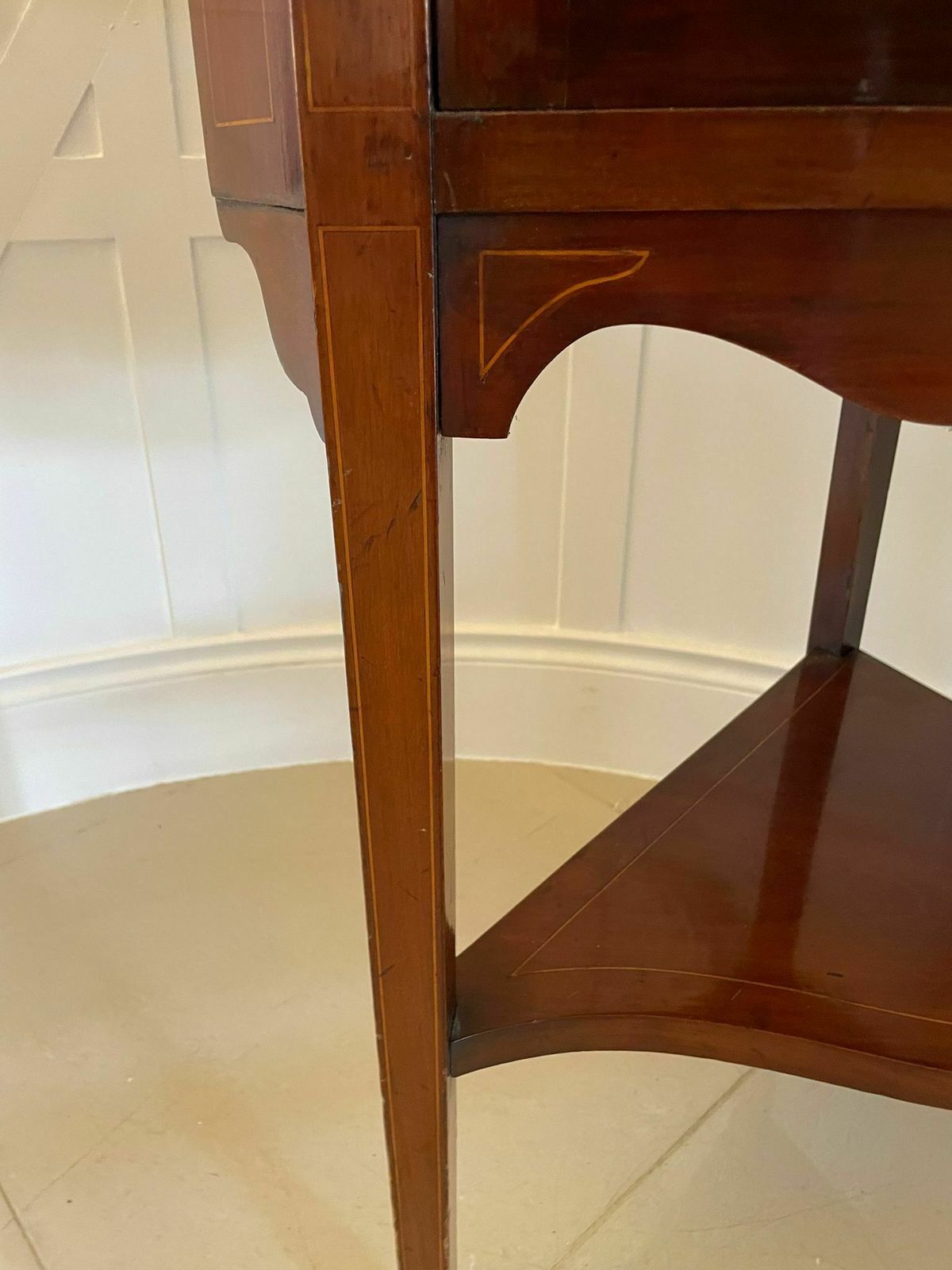 Antique Quality Early 20th Century Mahogany Inlaid Corner Cabinet photo furniture