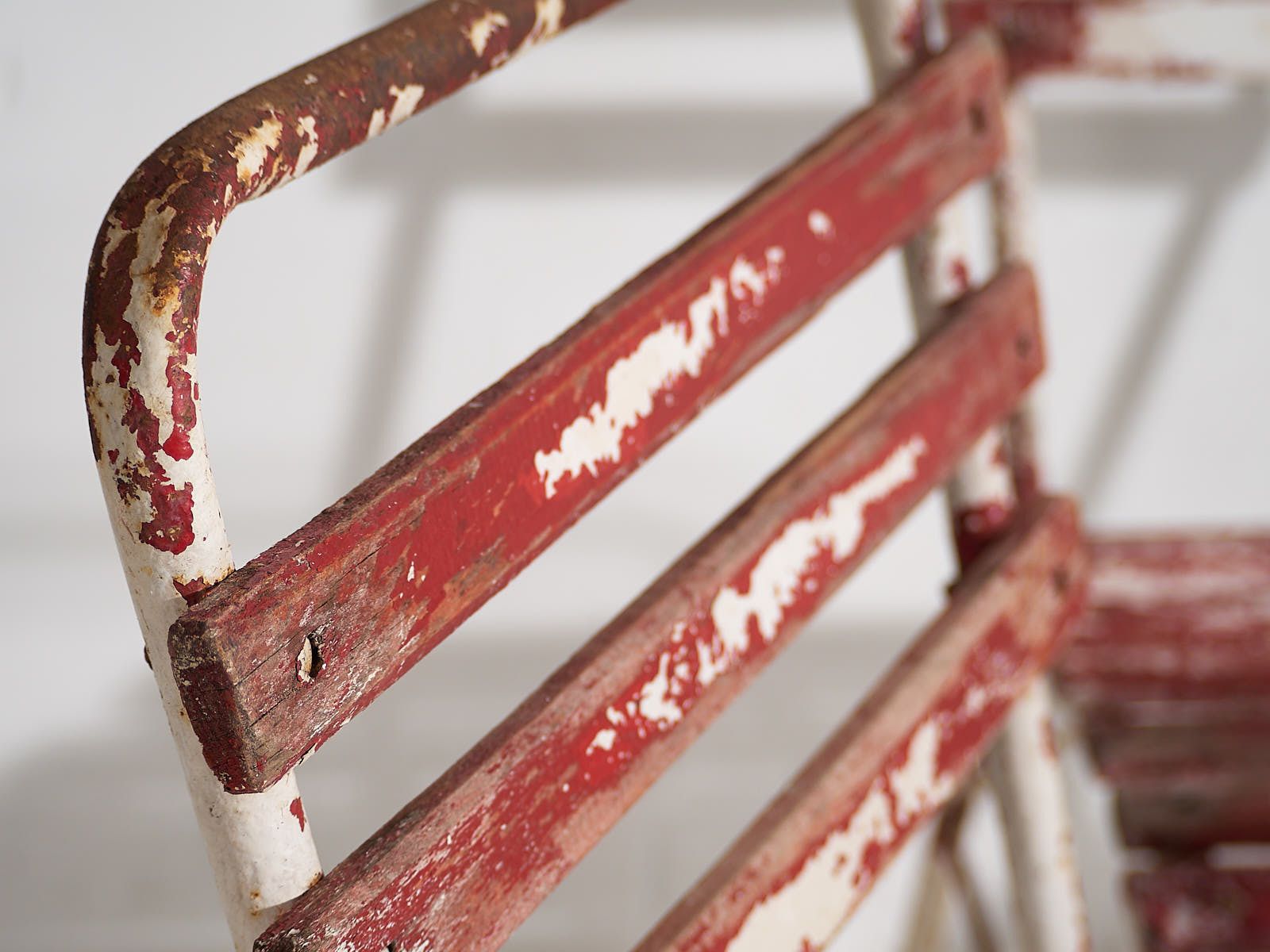 Antique Red And White Terrace Chairs (C.1920). Set Of 4 Pieces photo Furniture