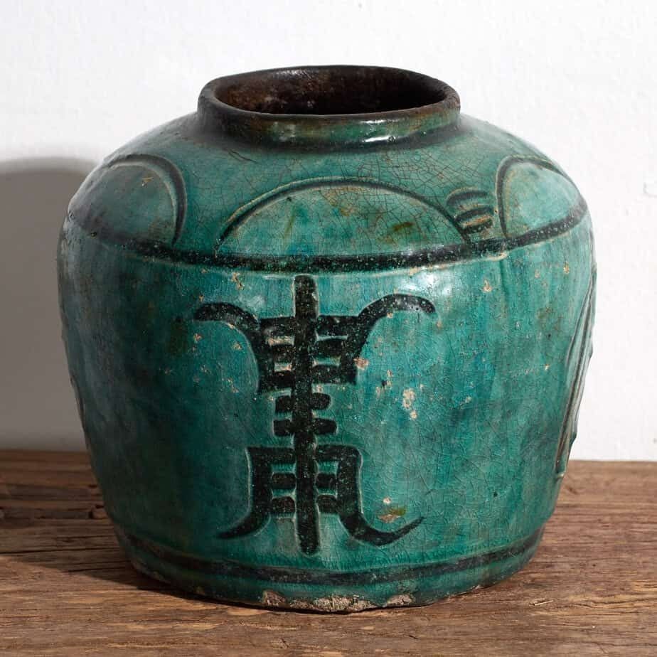 Chinese Antique Emerald Green Ceramic Vase (C.1820) #7 photo for sale