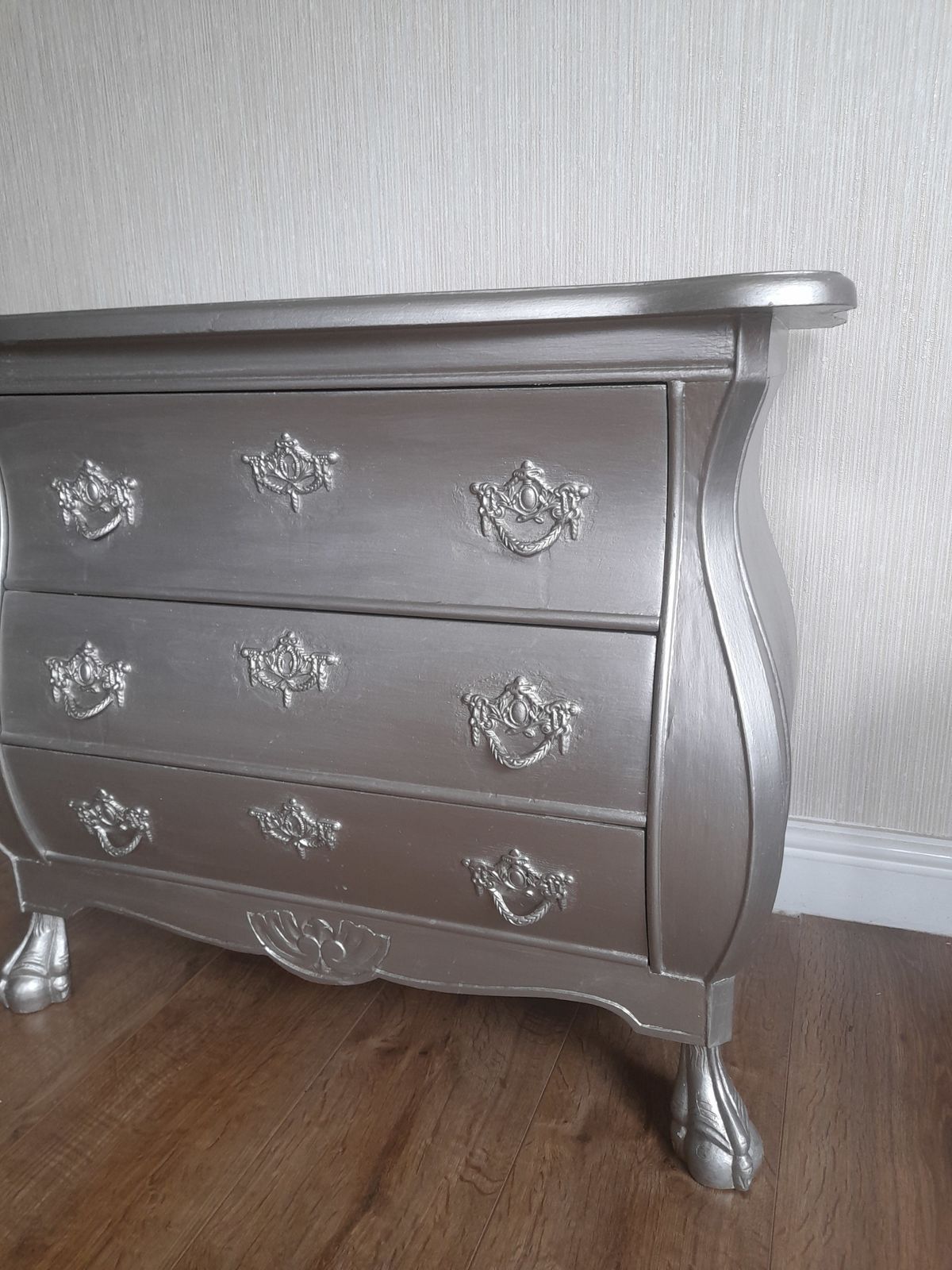 Stunning French Bombe Chest. Hand Finished In Vintage Champagne photo vinterior