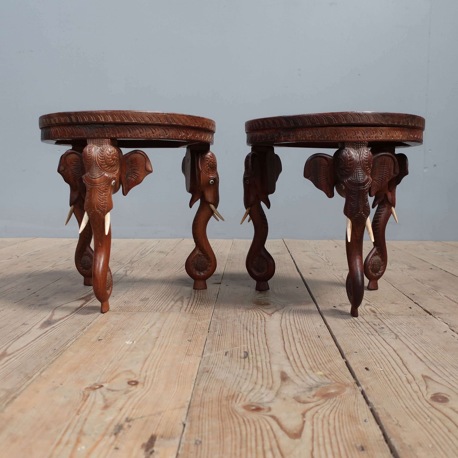 photo furniture Pair Of Diminutive Anglo Indian Elephant Tables