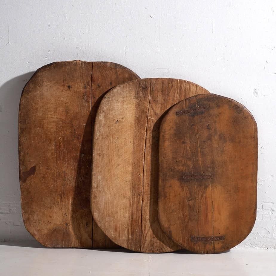 Large Antique Cutting Boards (C.1920). Set Of 3 Pieces #18
