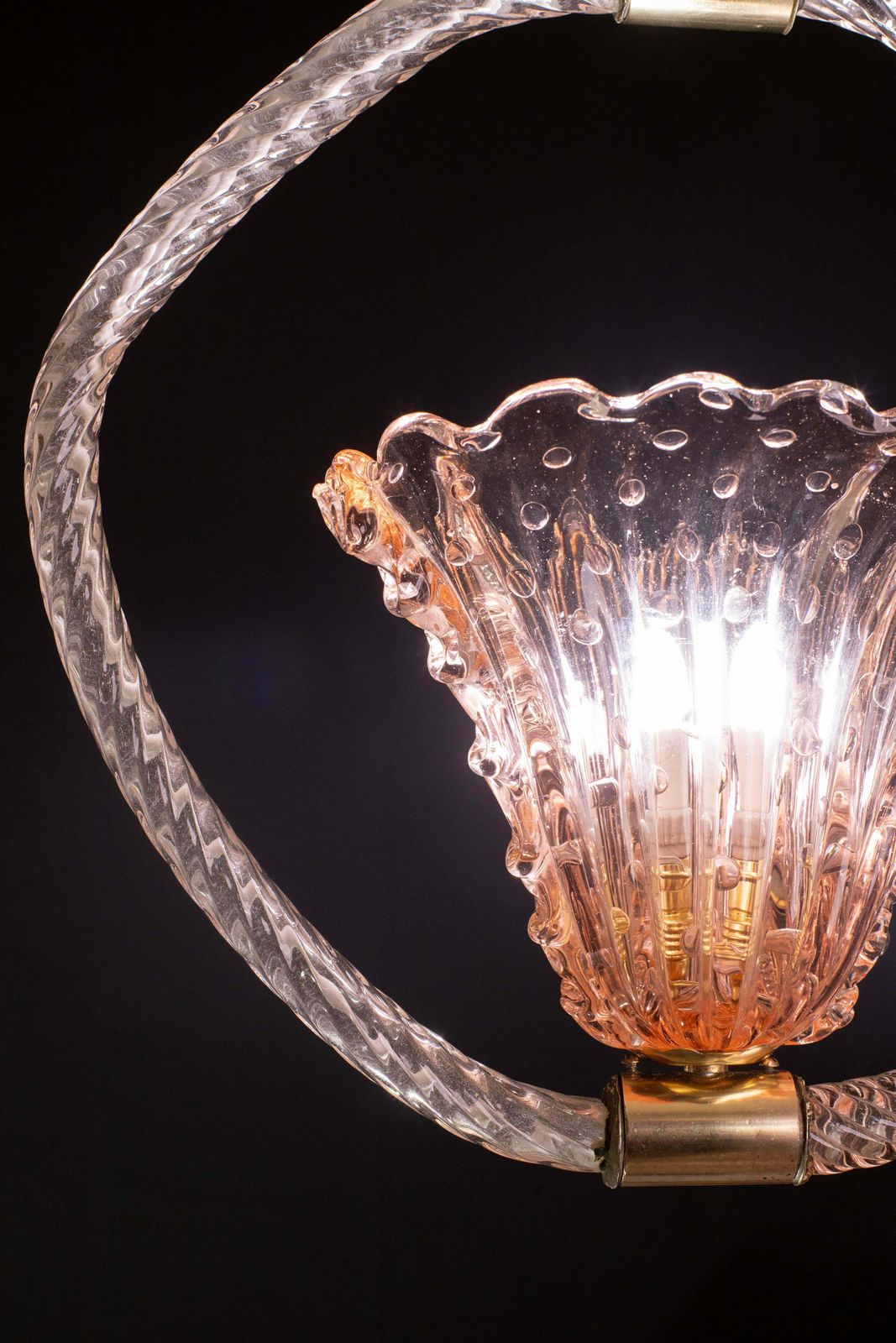 Pink Crown Art Deco Barovier E Toso Chandelier, "Bullicante" Glass Murano, 1940s photo buy