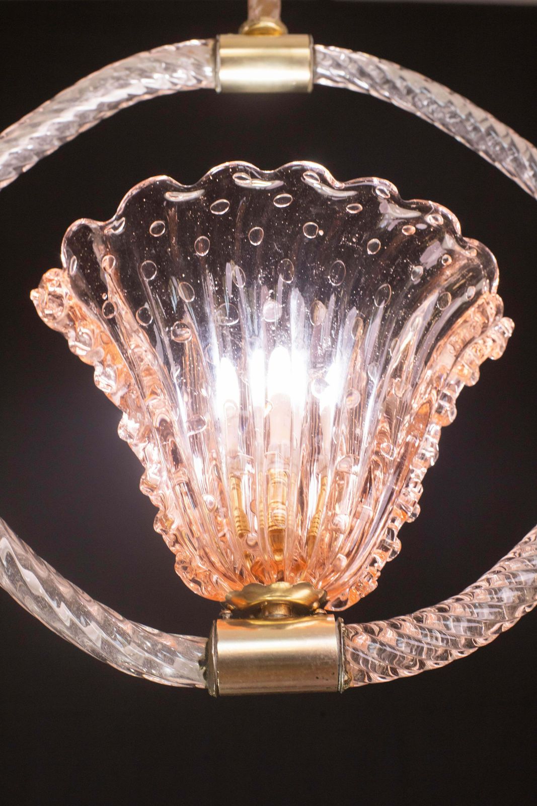 photo furniture Pink Crown Art Deco Barovier E Toso Chandelier, "Bullicante" Glass Murano, 1940s