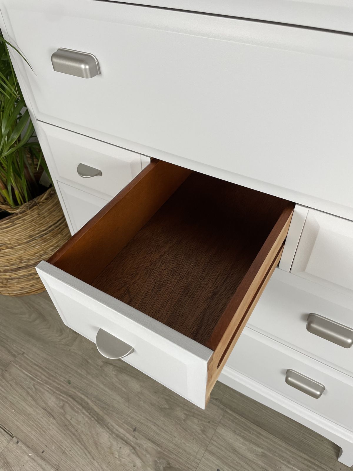 photo for sale Stag Minstrel Tallboy Chest Of Drawers Painted Pale Grey