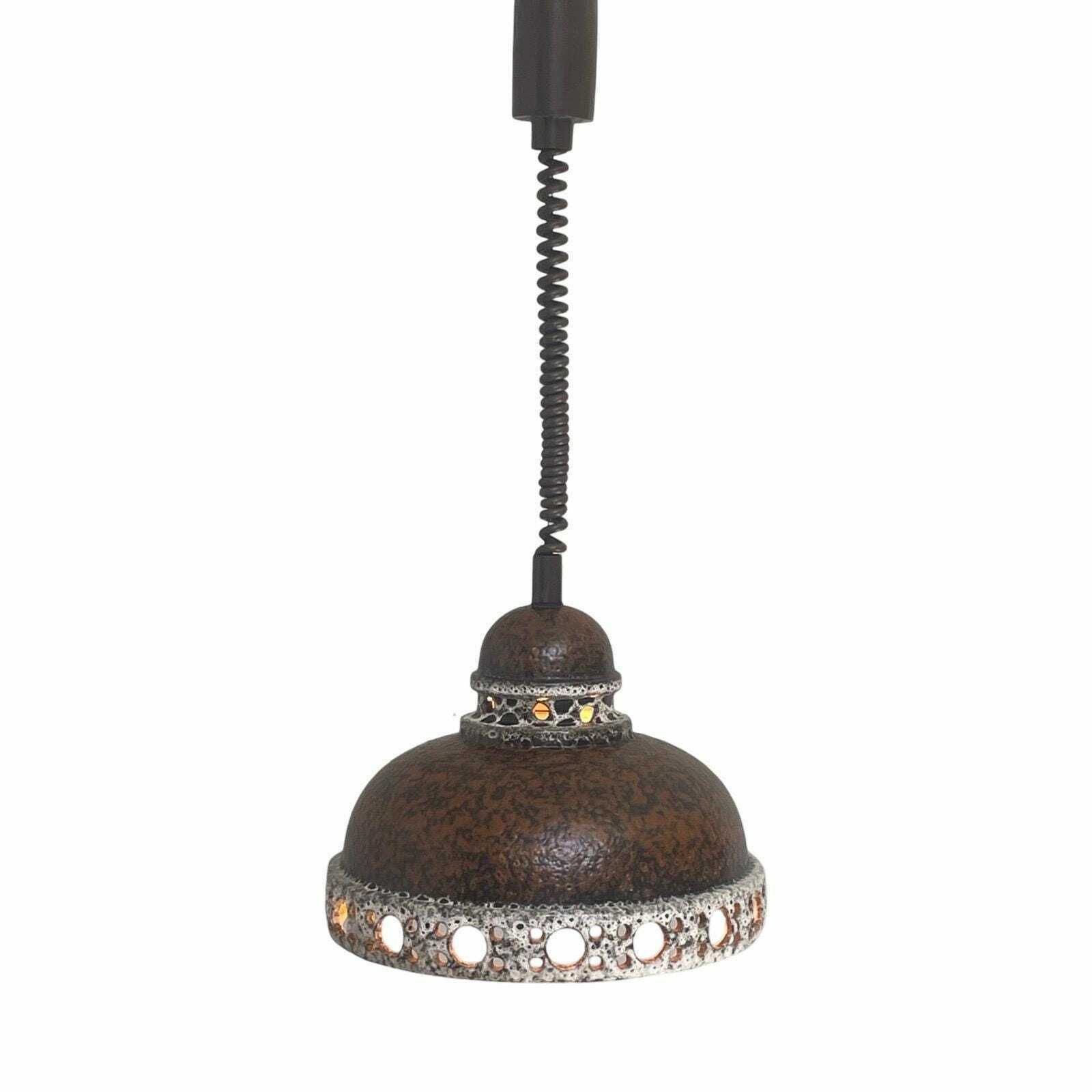 Fat Lava   Ufo Shaped Ceramic Hanging Pedant   Midcentury   Germany   Boho   Brown   Mounted On Extendable Power Cord   Multiple In Stock photo furniture