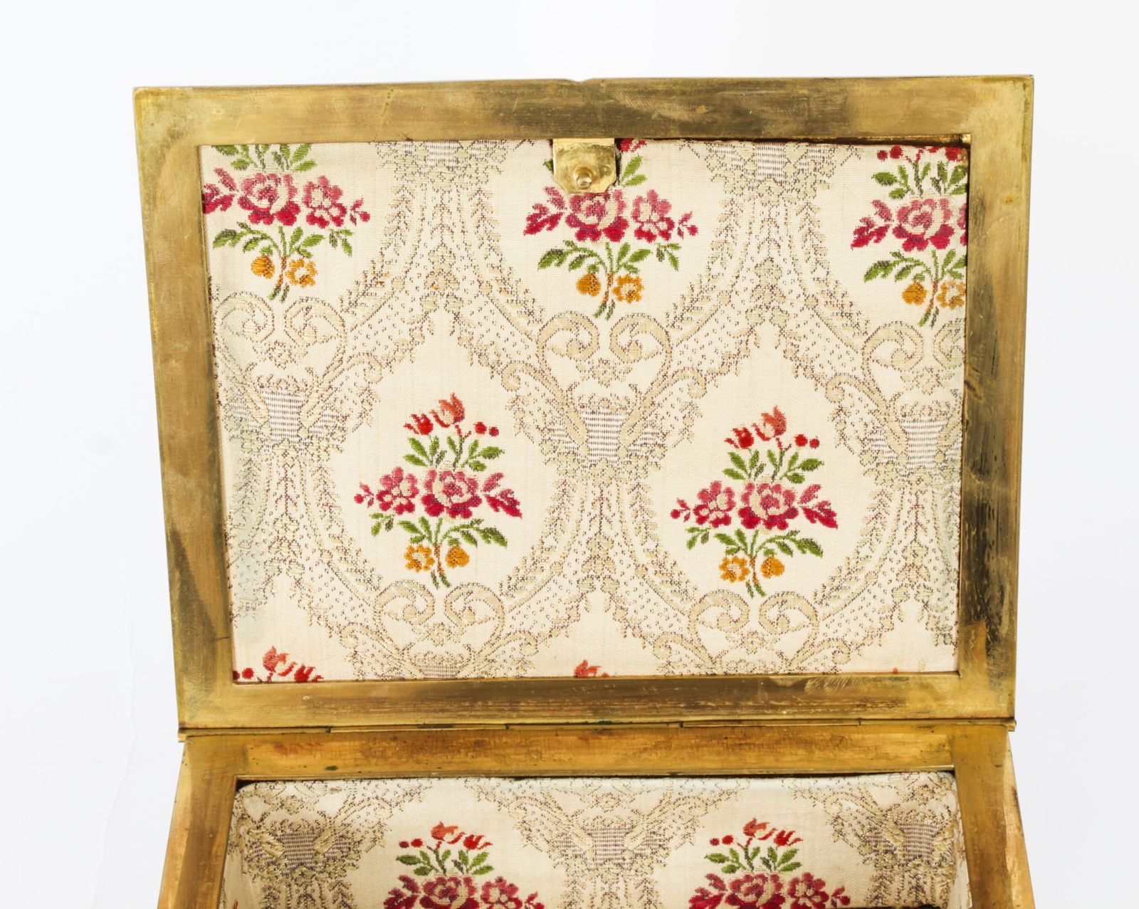 Antique Gilt Bronze Jewellery Casket  C.1870 19th Century photo vinterior