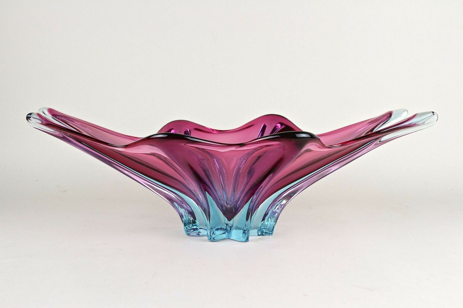 Mid Century Murano Glass Bowl, Purple/ Blue Tones, Italy Ca. 1960 photo furniture