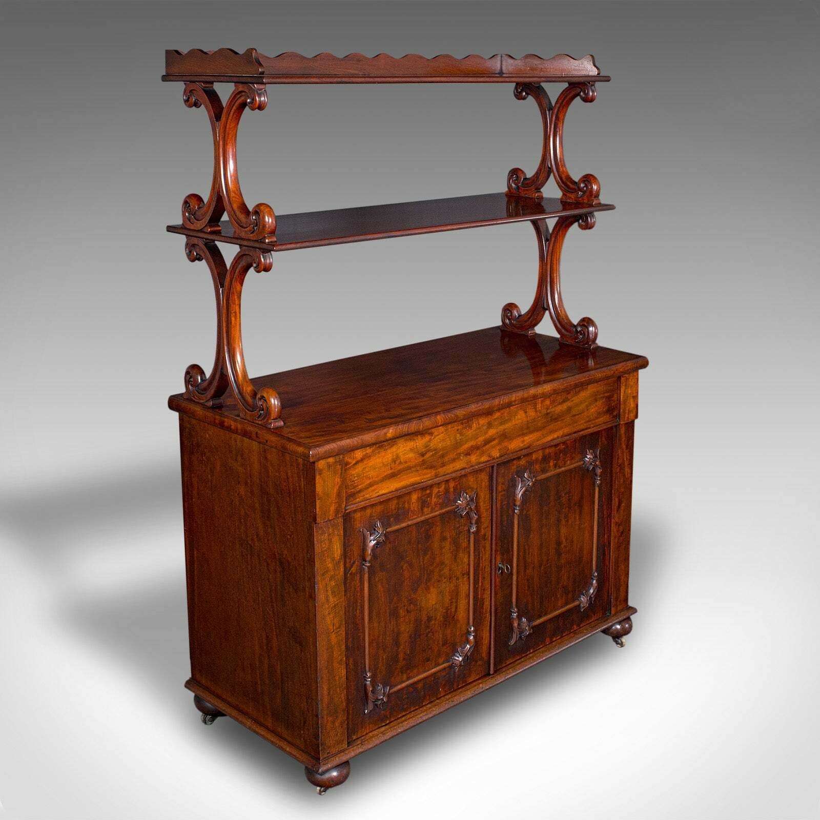 Large Antique Buffet Server, English, Side Cabinet, Display Whatnot, Victorian