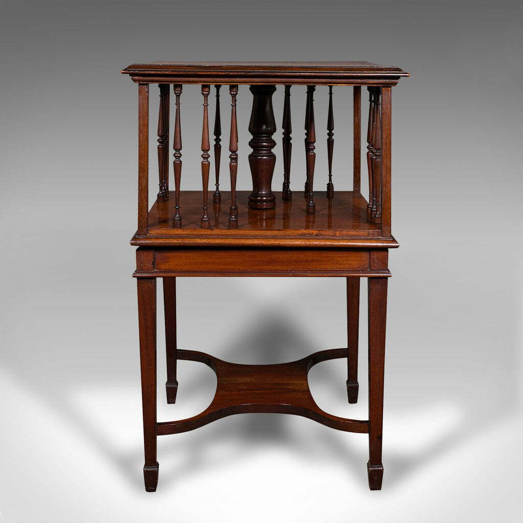 Antique Revolving Bookcase, English, Walnut, Rotating Novel Library, Edwardian photo Furniture