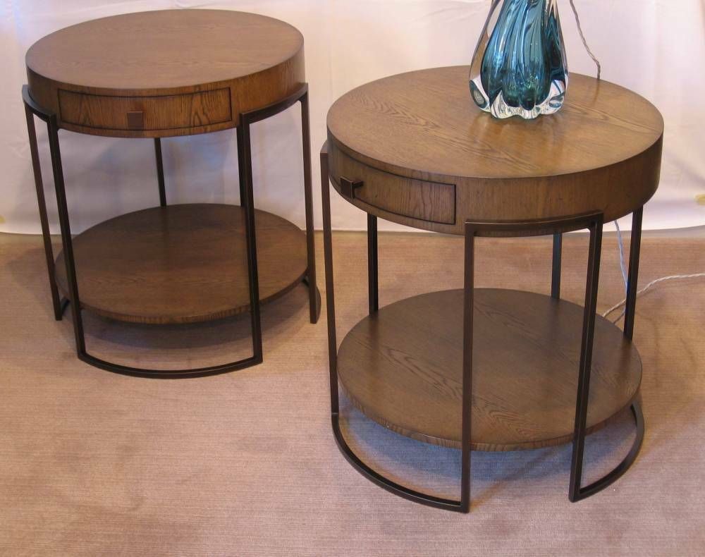 Pair Of Side Tables, Chestnut, Contemporary