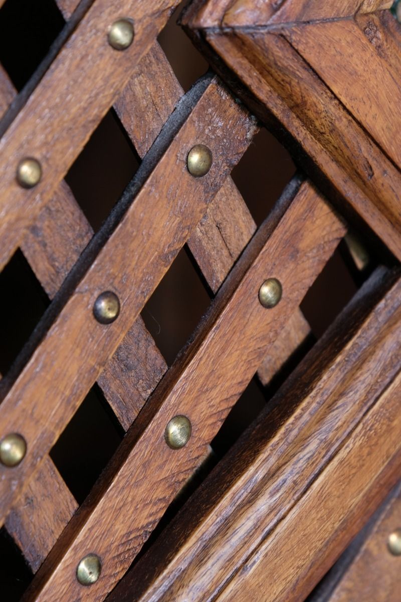 photo buy Linen Cupboard With Lattice Work & Green Glass