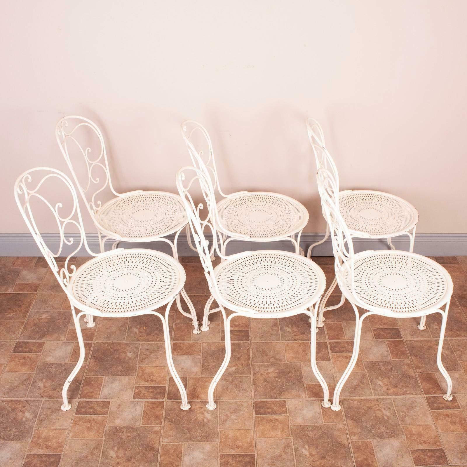 Set Of 6 Metal Garden Conservatory Bistro Chairs photo Garden Furniture
