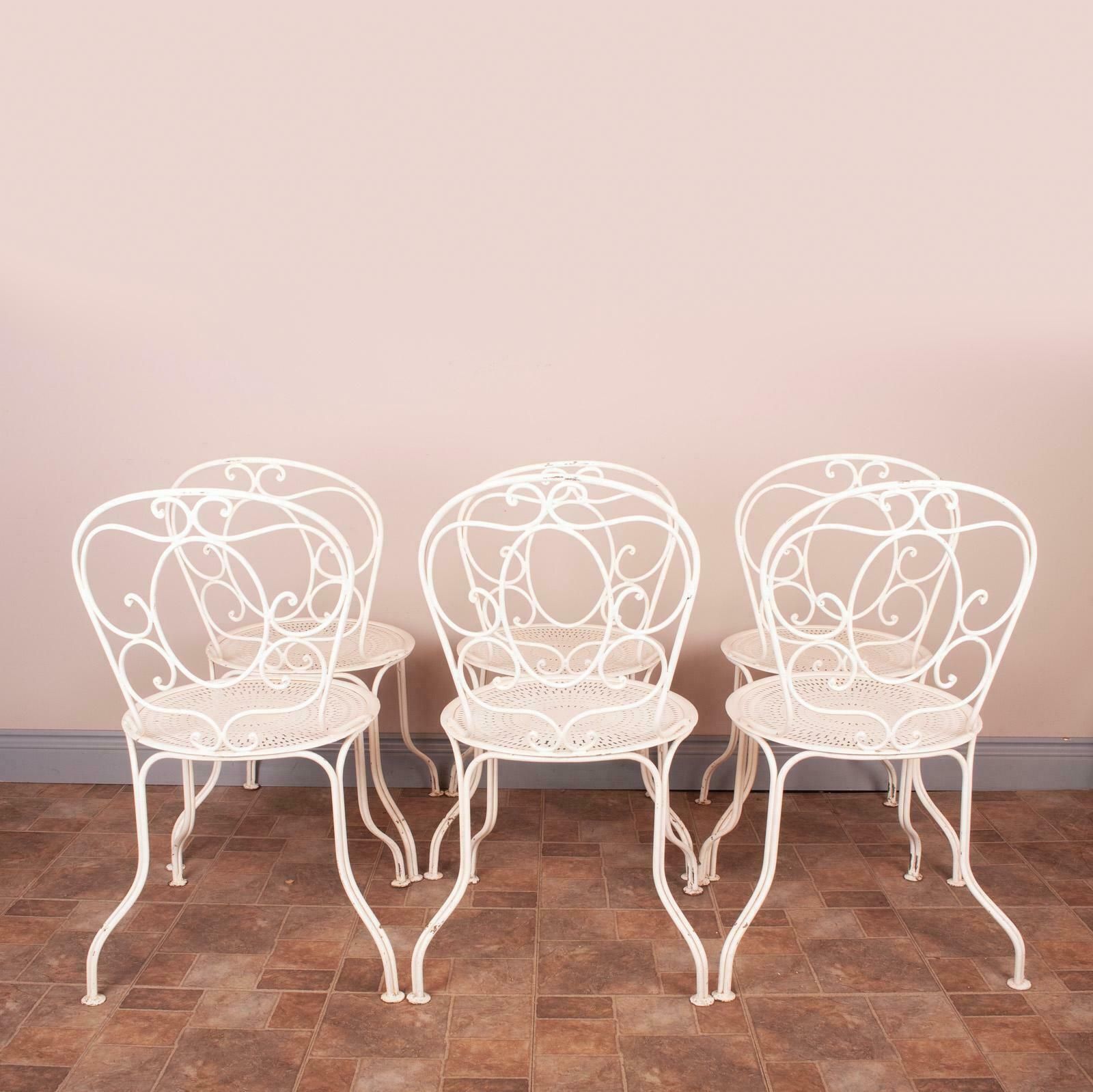 Set Of 6 Metal Garden Conservatory Bistro Chairs photo buy