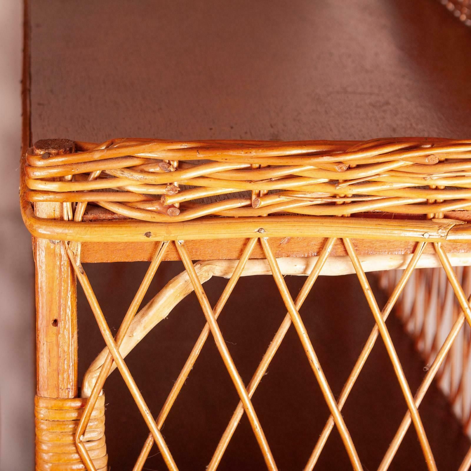 Furniture Stylish Pair Of Wicker Rattan Bookcase Shelving Units photo