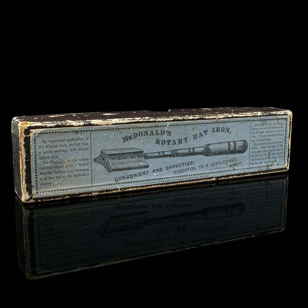 photo for sale Antique Mcdonald's Rotary Hat Iron, American, Nickel, Millinery Tool, Victorian