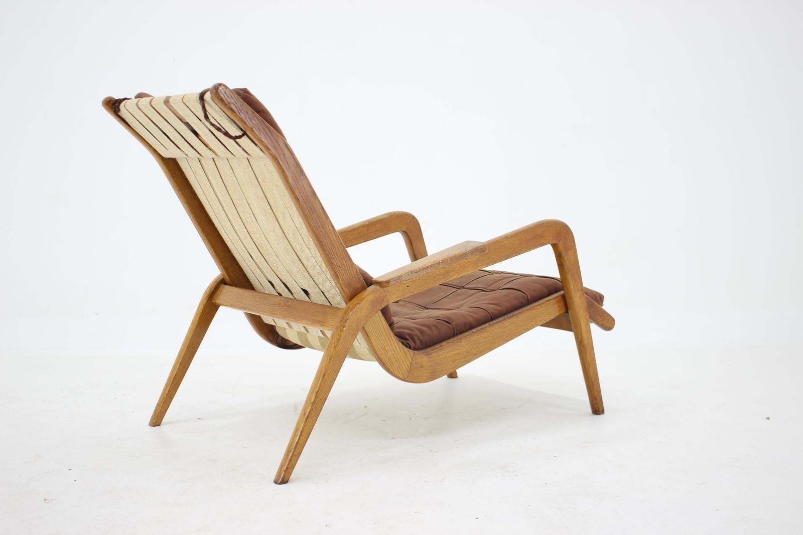 1960s Jan Vanek, Very Rare Relaxing Oak Armchair, Czechoslovakia photo 2700.0