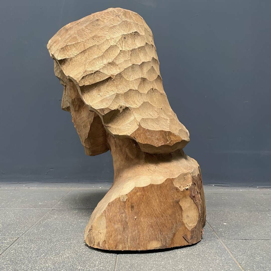 photo for sale Houten Gesculpteerd Hoofd Of Buste Van Een Man Met Een Baard
