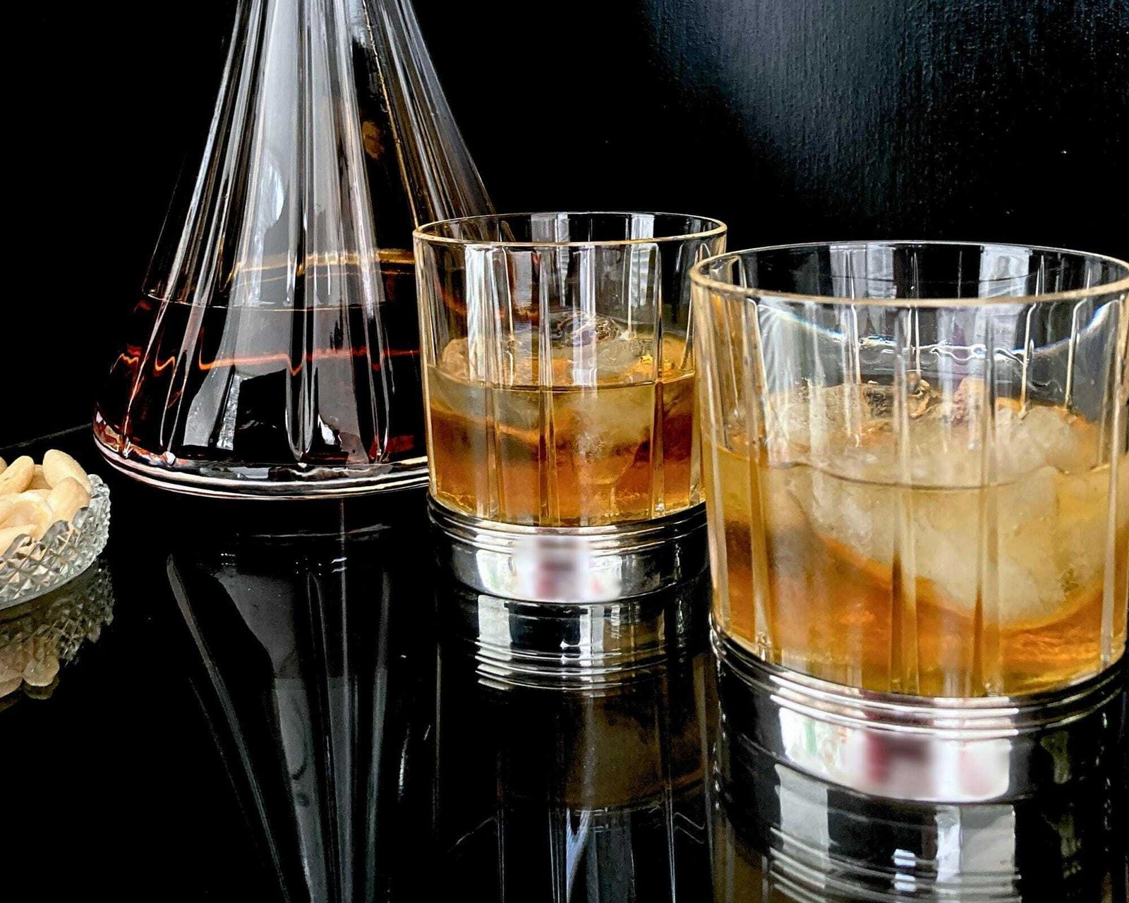 Kristallen Whiskyglazen | 2 Stuks | 800 Zilverstempel | Italië, Jaren 1960 photo furniture