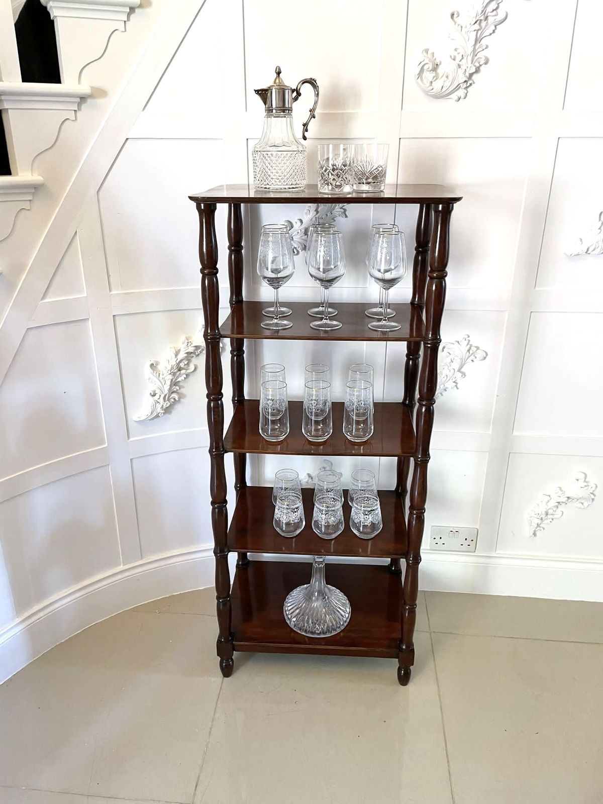 Antique Quality 19th Century Mahogany Freestanding Five Tier Whatnot photo 1395.0