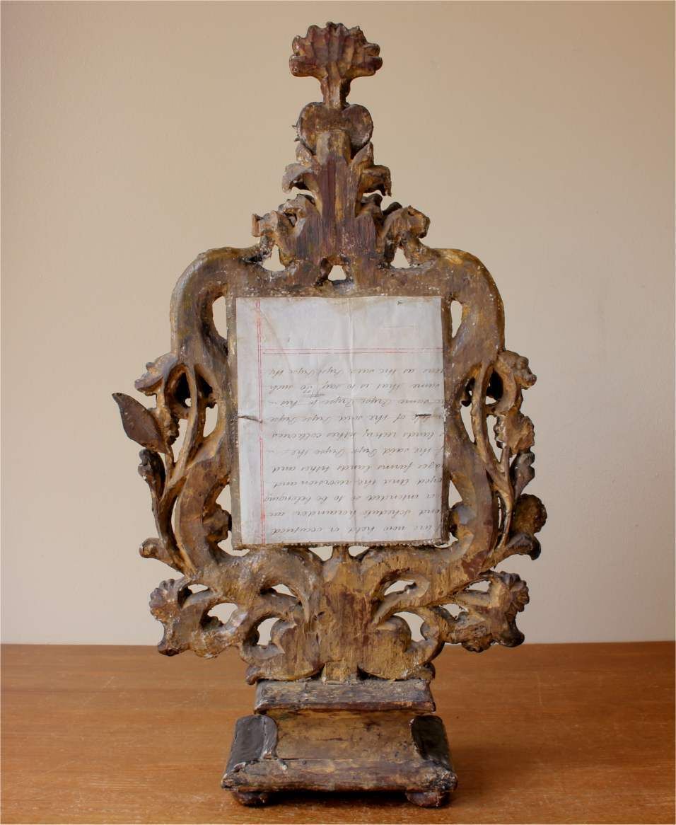 photo for sale Italian Reliquary Mirror. Religious Sacred Flaming Heart Mirror. C1800.