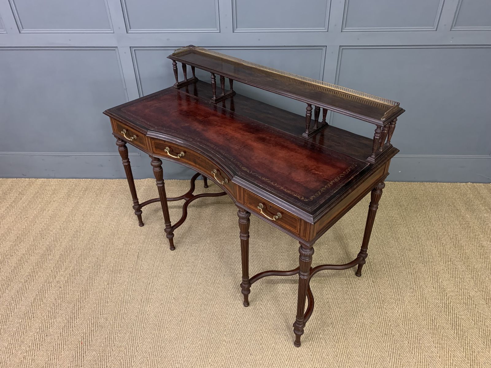 1950.0 Inlaid Mahogany Writing Desk By Collinson And Lock photo