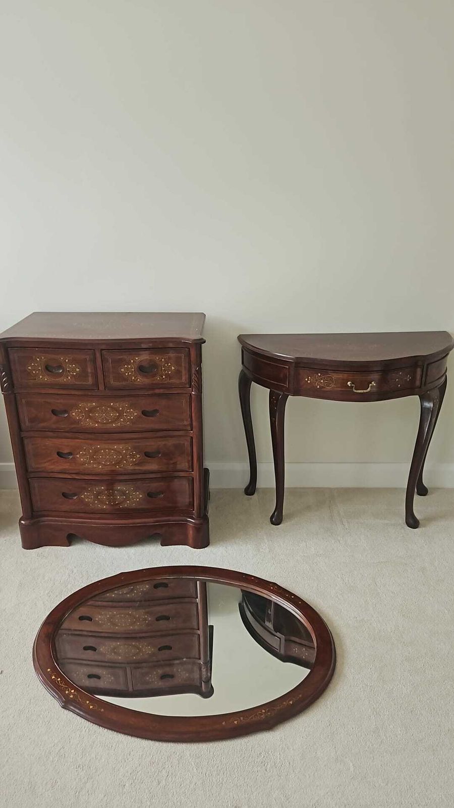 Vintage Rosewood Brass Inlay Drawers (Part Of A 3 Piece Set Or Separate)