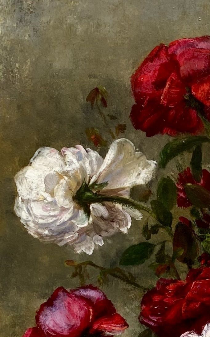 Art 'Various Colourful Roses In A Glass Vase' By F. Clairval photo