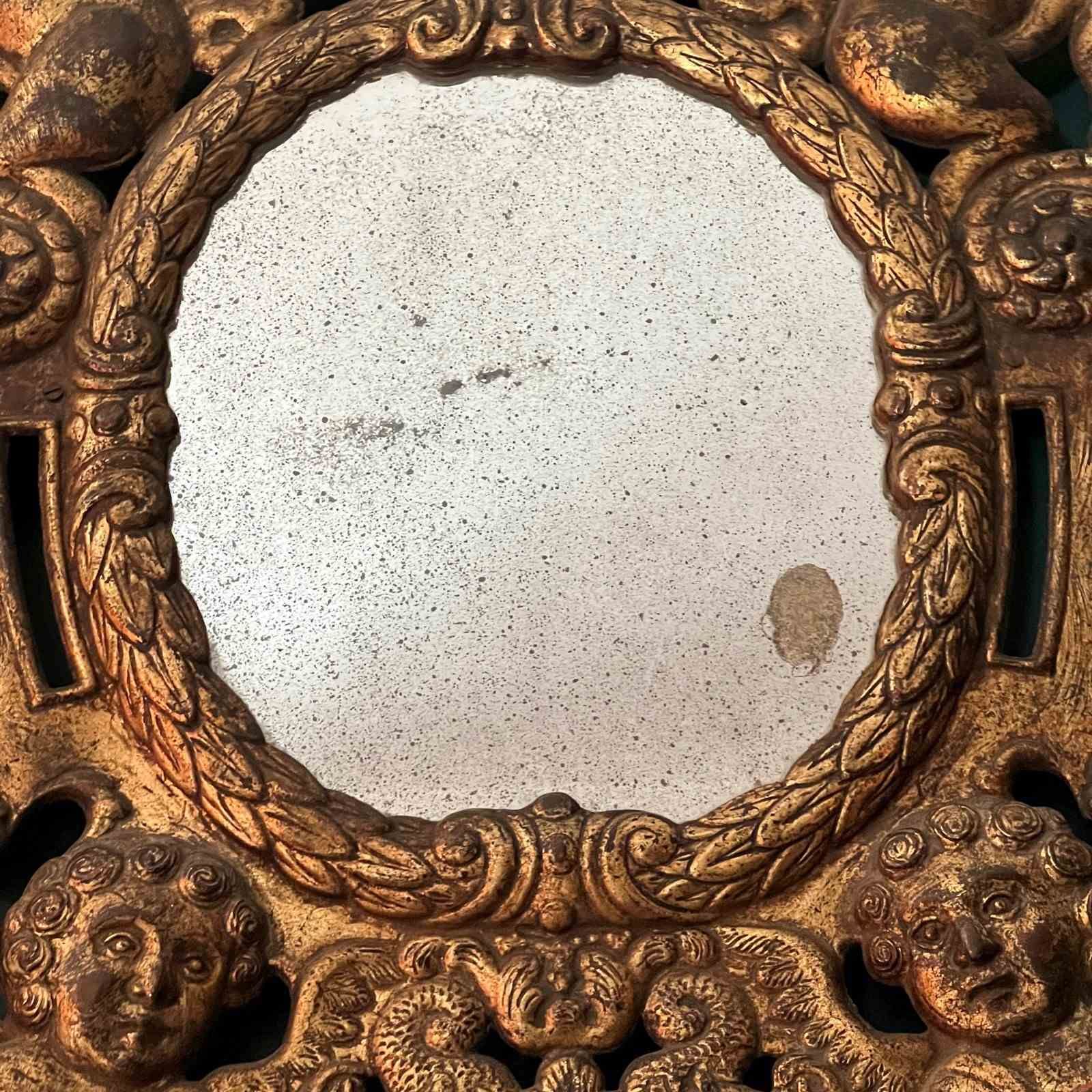 Rare Antique Venetian Girandole Mirror With Putti & Laurel Leaf Frame photo 2695.0