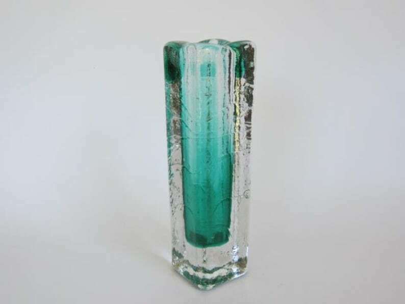 Ice Glass Vase Mid Century Modern Schott Zwiesel, Germany 1960s